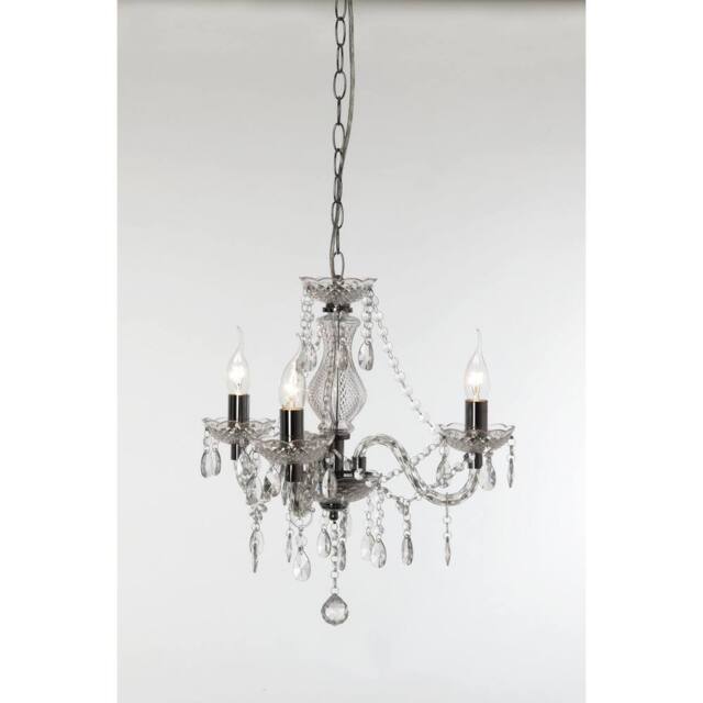 Netlighting Lüster Classic 3 Light Multi Arm Chandelier Chrome Clear UK Stock in Grey - image 1