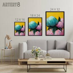 "Artery8 Abstract Floral Bouquet Peony Flowers Framed Canvas Wall Art Print - Size: W12"" x H16""" - thumbnail 4