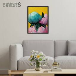 "Artery8 Abstract Floral Bouquet Peony Flowers Framed Canvas Wall Art Print - Size: W12"" x H16""" - thumbnail 3