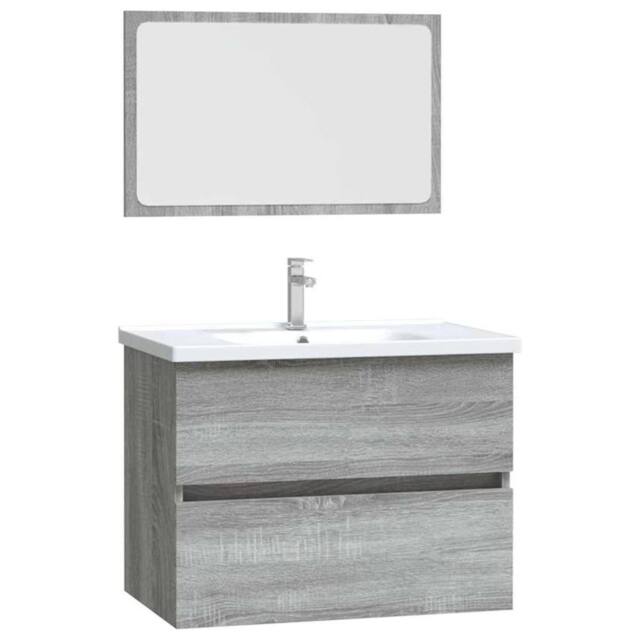 Berkfield Home 2 Piece Bathroom Furniture Set Grey Sonoma Engineered Wood - image 1