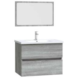 Berkfield Home 2 Piece Bathroom Furniture Set Grey Sonoma Engineered Wood - thumbnail 1