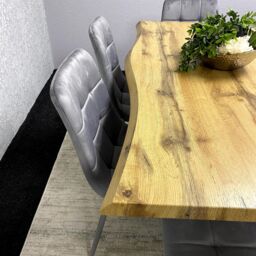 KOSY KOALA Wooden Dining Table with 2 Grey Velvet Chairs & Padded Bench, Dining Room Furniture in Brown - thumbnail 9