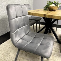 KOSY KOALA Wooden Dining Table with 2 Grey Velvet Chairs & Padded Bench, Dining Room Furniture in Brown - thumbnail 7