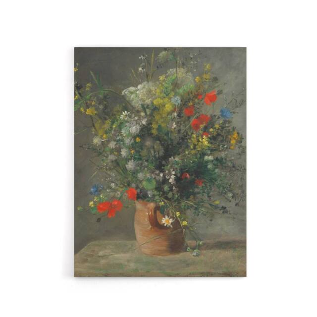 "Artery8 Wildflowers in a Vase Renoir Vintage Canvas Wall Art in Grey - Size: W18"" x H24""" - image 1