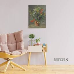 "Artery8 Wildflowers in a Vase Renoir Vintage Canvas Wall Art in Grey - Size: W18"" x H24""" - thumbnail 3