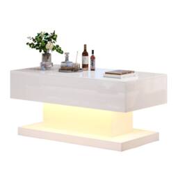 BTM High Gloss Lift Table, Extendable Top with Storage in White - thumbnail 7