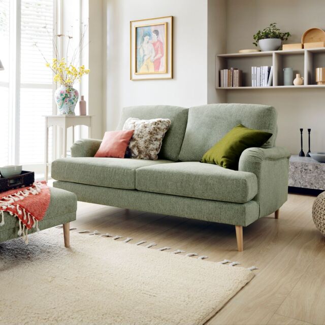 Abakus Direct Harper 2-Seater Sofa - Durable & Easy Clean Upholstery in Green - image 1