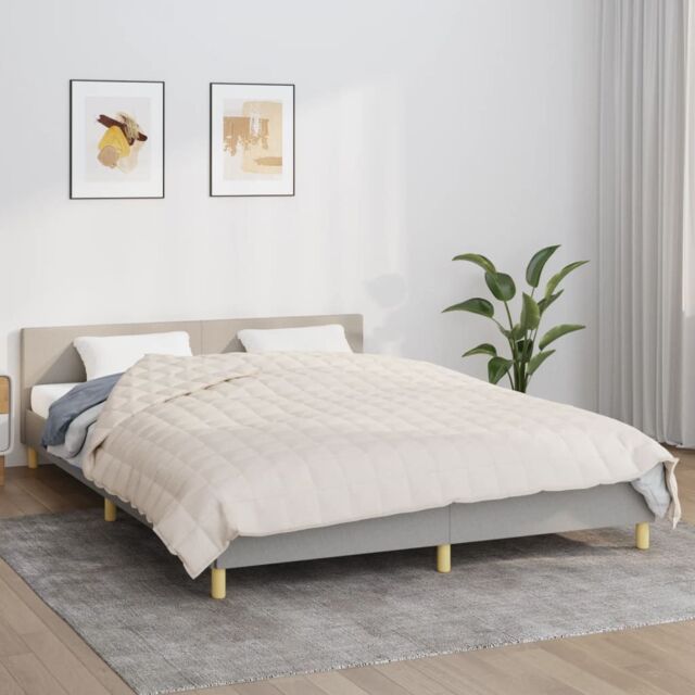 Berkfield Home Weighted Blanket Light Cream 220x235 cm King 15 kg Fabric - image 1