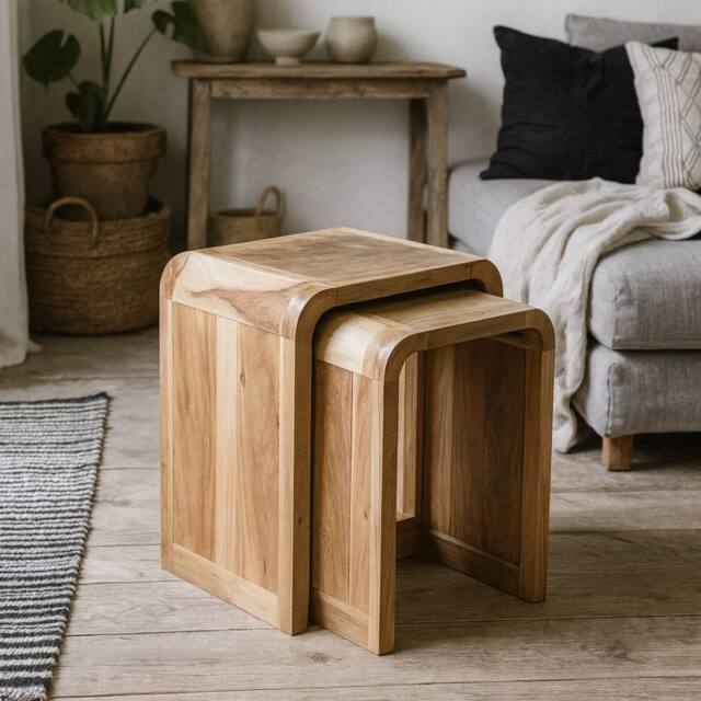 Wyld Haus Los Angeles Reclaimed Wood Nesting Tables Set of 2 in Brown - image 1