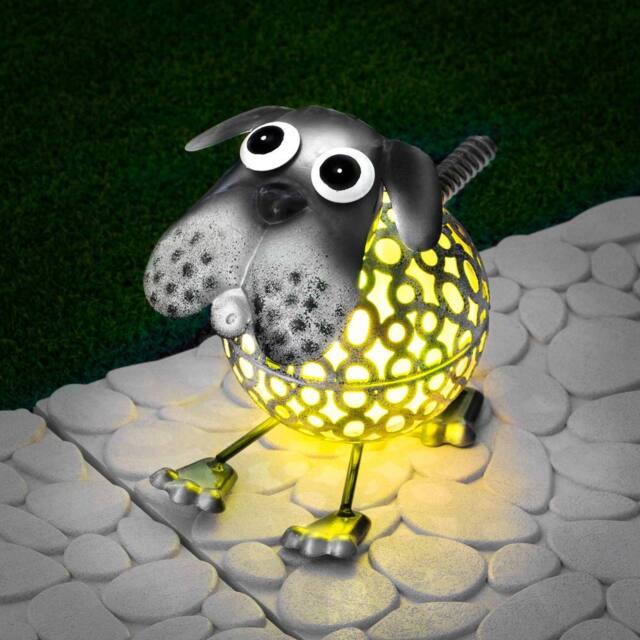 Globrite Metal Dog Solar Garden Ornament with Colour Changing Light - image 1