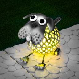 Globrite Metal Dog Solar Garden Ornament with Colour Changing Light - thumbnail 1