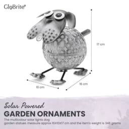 Globrite Metal Dog Solar Garden Ornament with Colour Changing Light - thumbnail 2