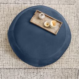 FurnitureboxUK Otis Round Soft-Touch Velvet Footstool in Navy - thumbnail 7