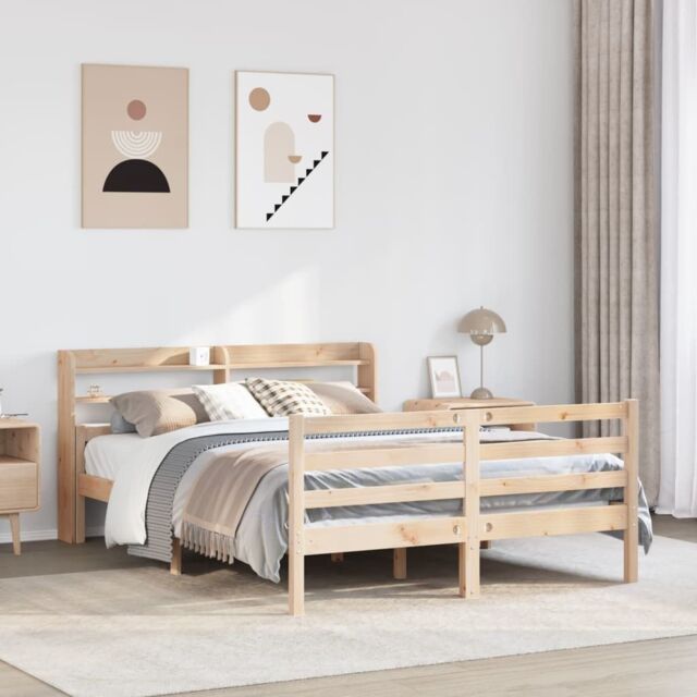 Berkfield Home Bed Frame with Headboard without Mattress 135x190 cm Double in Brown - image 1