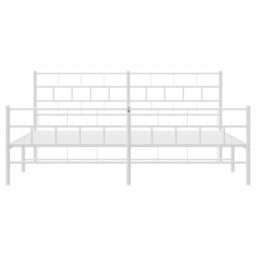 Berkfield Home Metal Bed Frame with Headboard & Footboard White 183x213 cm - thumbnail 5