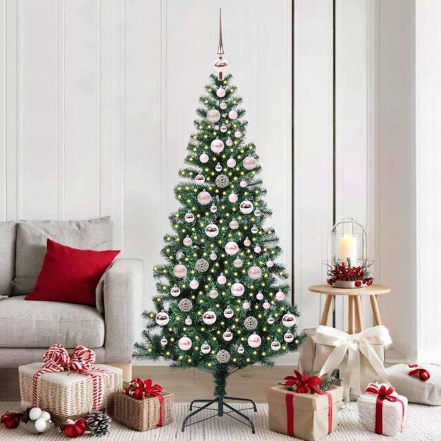 Berkfield Home Artificial Pre-lit Christmas Tree Green 180 cm PVC & Metal - image 1