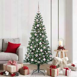 Berkfield Home Artificial Pre-lit Christmas Tree Green 180 cm PVC & Metal