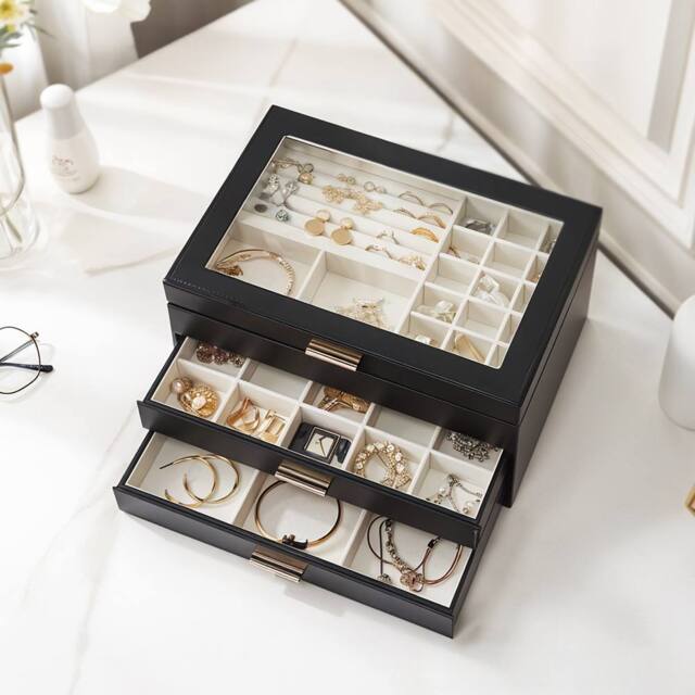 SHEONLY Women's Portable Jewellery Storage Box in Black - image 1