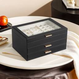 SHEONLY Women's Portable Jewellery Storage Box in Black - thumbnail 2