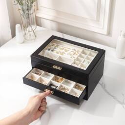 SHEONLY Women's Portable Jewellery Storage Box in Black - thumbnail 3