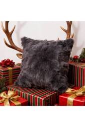 Living and Home Plush Throw Pillow Cover Pillowcase in Dark Grey - thumbnail 2