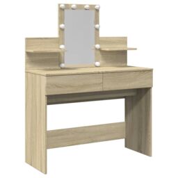 Berkfield Home Dressing Table with LED Sonoma Oak 100x40x130 cm in Brown - Size: 100 x 40 x 130 cm - thumbnail 2