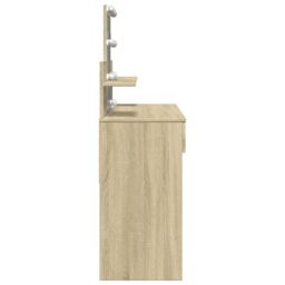 Berkfield Home Dressing Table with LED Sonoma Oak 100x40x130 cm in Brown - Size: 100 x 40 x 130 cm - thumbnail 6