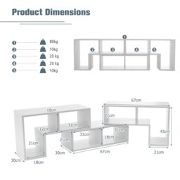 Costway TV Stand for TVs up to 65 Inches Free Combination Adjustable TV Cabinet Center in White - thumbnail 2