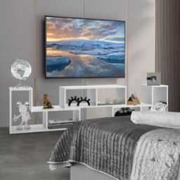Costway TV Stand for TVs up to 65 Inches Free Combination Adjustable TV Cabinet Center in White - thumbnail 4