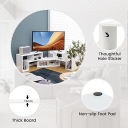 Costway TV Stand for TVs up to 65 Inches Free Combination Adjustable TV Cabinet Center in White - thumbnail 5