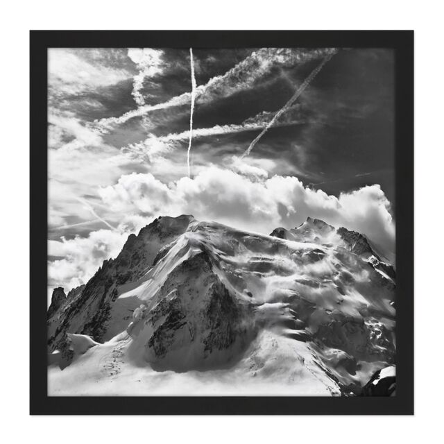 "Artery8 Wall Art Print Buisse Mont Blanc Tacul Mountain Summit Photo Square Framed Picture 16X16 Inch in Black - Size: W16"" x H16""" - image 1