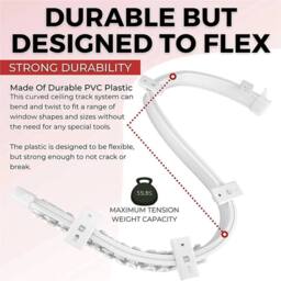 SPETLEK 5M Flexible STRAIGHT Standard & Bay Window Curtain in White - Size: 1 - thumbnail 5