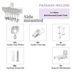 SPETLEK 5M Flexible STRAIGHT Standard & Bay Window Curtain in White - Size: 1 - thumbnail 2