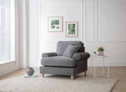 The Great Sofa Company Ezra Textured Velvet Armchair - Scroll Arm in Charcoal - thumbnail 1