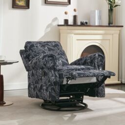 FURNITURE ONE Recliner Armchair, 360° Swivel Single Sofa with Adjustable Backrest & Footrest - Navy - Size: 1 Seater - thumbnail 2