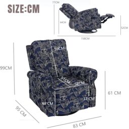 FURNITURE ONE Recliner Armchair, 360° Swivel Single Sofa with Adjustable Backrest & Footrest - Navy - Size: 1 Seater - thumbnail 8