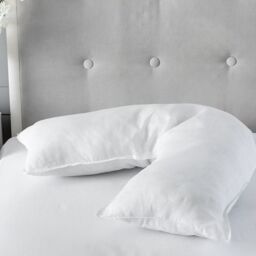 Snug City V Shape Support Pillow Pair, Microfibre Soft Touch Cover & Hollowfibre Filling in White - thumbnail 1