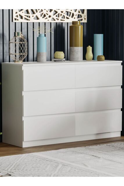 Home Discount Vida Designs Denver 6 Drawer Chest of Drawers Storage in White - image 1