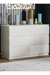 Home Discount Vida Designs Denver 6 Drawer Chest of Drawers Storage in White - thumbnail 1
