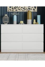 Home Discount Vida Designs Denver 6 Drawer Chest of Drawers Storage in White - thumbnail 3