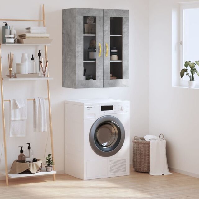 Berkfield Home Wall Mounted Cabinet Concrete Grey 69.5x34x90 cm - image 1