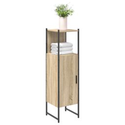 Berkfield Home Tall Pantry Cabinet Light Oak Engineered wood 33 x 33 x 120.5 cm in Brown - thumbnail 3
