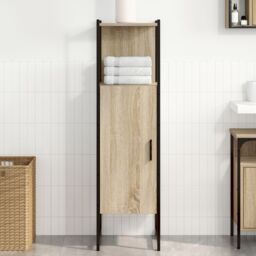 Berkfield Home Tall Pantry Cabinet Light Oak Engineered wood 33 x 33 x 120.5 cm in Brown - thumbnail 4