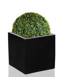 Primrose Black Polystone Square Cube Planter with Drainage Hole & Bung 52cm - thumbnail 1