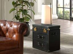 Angel Cerda Black Leather Trunk with Gold Studs 55x50x62 cm - Size: 55 x 50 x 62 cm - thumbnail 3