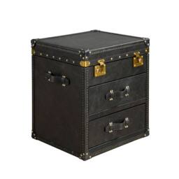 Angel Cerda Black Leather Trunk with Gold Studs 55x50x62 cm - Size: 55 x 50 x 62 cm - thumbnail 1