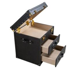 Angel Cerda Black Leather Trunk with Gold Studs 55x50x62 cm - Size: 55 x 50 x 62 cm - thumbnail 6