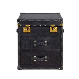 Angel Cerda Black Leather Trunk with Gold Studs 55x50x62 cm - Size: 55 x 50 x 62 cm - thumbnail 2