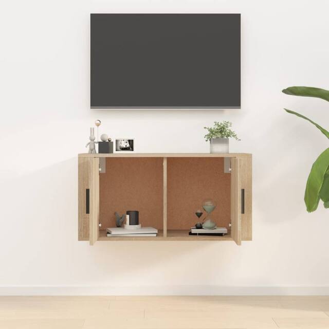 Berkfield Home Wall Mounted TV Cabinet Sonoma Oak 80x34.5x40 cm in Light Tan - image 1