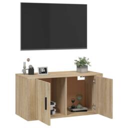 Berkfield Home Wall Mounted TV Cabinet Sonoma Oak 80x34.5x40 cm in Light Tan - thumbnail 5